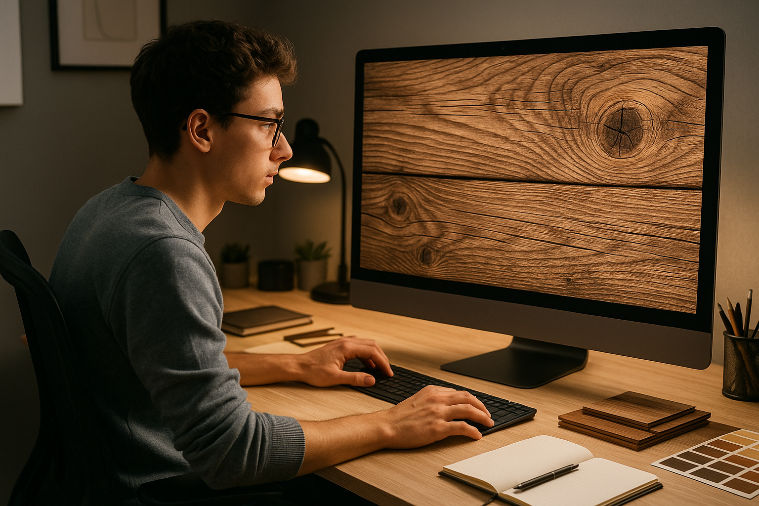 a product designer working on a wood flooring design