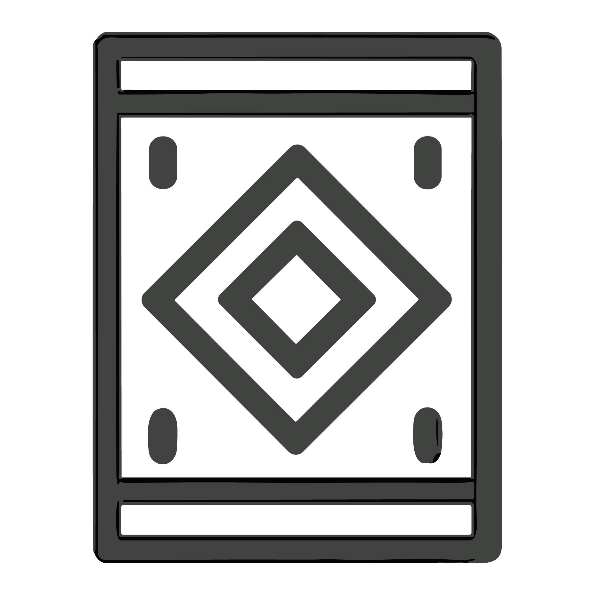 Black and white icon of a rectangular package with a diamond pattern