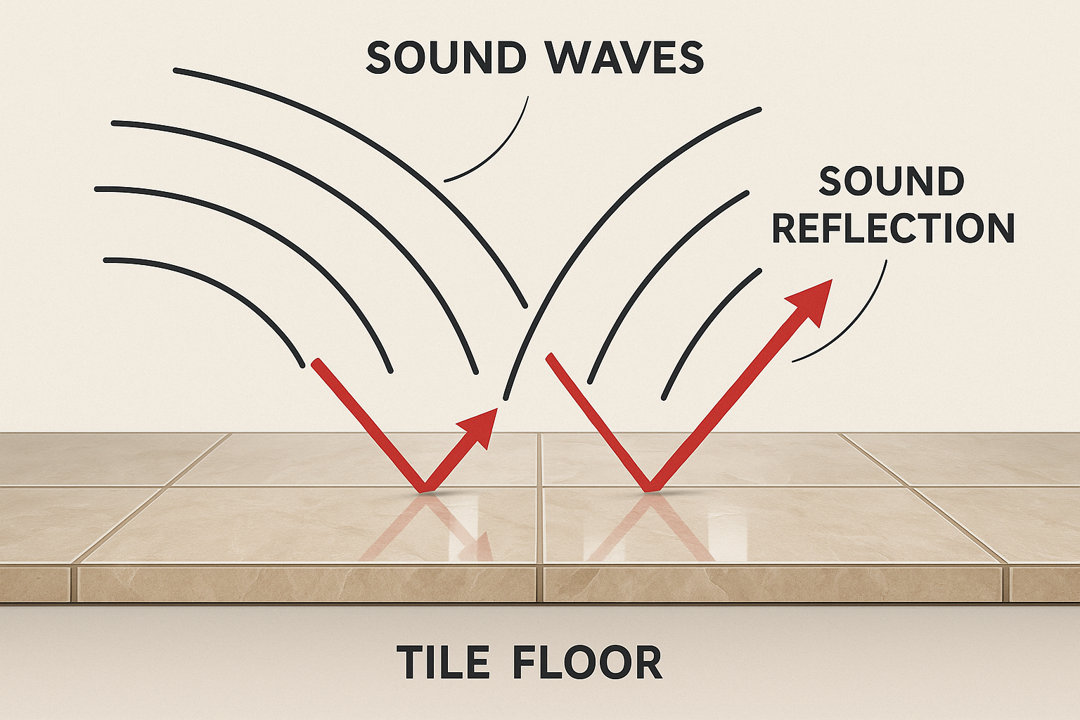 Sound deflection from a tile floor